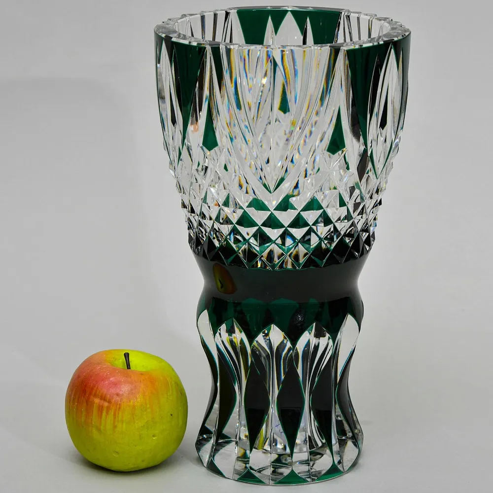 Классическая Ваза Зелёного Цвета, Хрусталь VAL SAINT LAMBERT Бельгия, середина ХХ века.