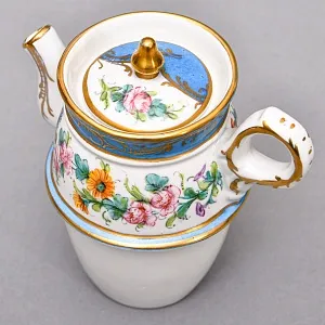 Антикварный Заварочный Чайник на подставке «Цветочная гирлянда», Франция - первая половина ХХ века.