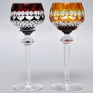 Пять Бокалов для Вина из Цветного Хрусталя, Barthmann Германия, начало 70-х годов ХХ века. 