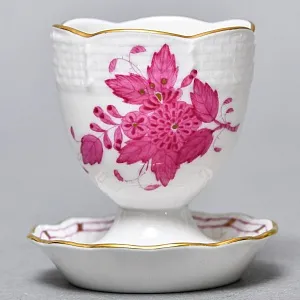 Набор для завтрака - три Пашотницы и Солонка «APPONYI PURPUR», Фарфор HEREND Венгрия. 