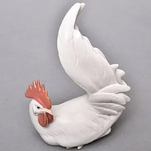 Коллекционная Фарфоровая статуэтка «Белый Петух», Lladro Испания, 1969 - 1979 годы. 