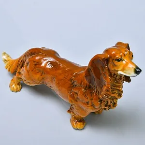 Редкость!!! Антикварная Фарфоровая статуэтка «Собака -  Длинношерстная Такса», Карл Энс / Karl Ens, Германия.