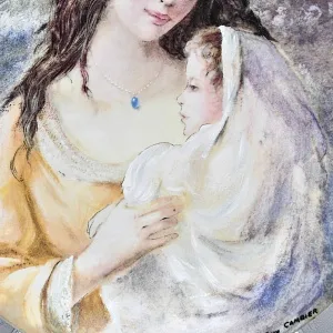 Коллекционная Фарфоровая тарелка «Марианна и Тереза. День матери», Henri d'Arceau Limoges Франция.