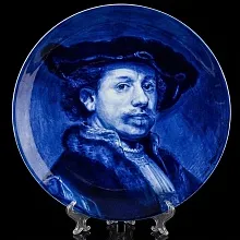 Большое! Коллекционное Блюдо - Тарелка «Портрет Рембрандта», Фаянс, Royal DELFT Голландия, 1959 год. 