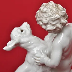 Антикварная Фарфоровая Статуэтка «ПУТТИ С КОЗЛЕНКОМ», ROSENTHAL Германия - 1939 год.