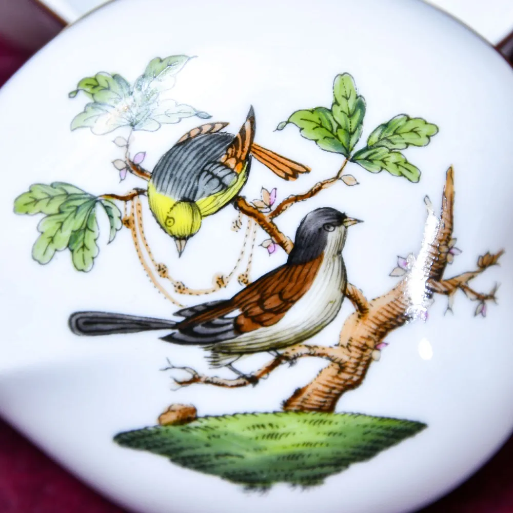 Коллекционая Фарфоровая Шкатулка - Бонбоньерка ROTHSHILD BIRDS, Herend Венгрия, вторая половина ХХ века.