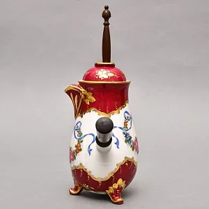 Фарфоровый Кувшин - Чайник для подачи горячего шоколада «Синие ленты» с лопаткой, Pillivuyt Франция.