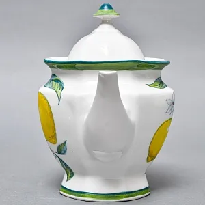 Авторский Чайный сервиз на 4 персоны «Лимоны», фарфор, ручная роспись, Гжель Россия -2000 г..