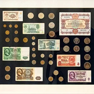 Настенное Коллекционное Панно - Картина «Советские монеты и Банкноты», СССР.