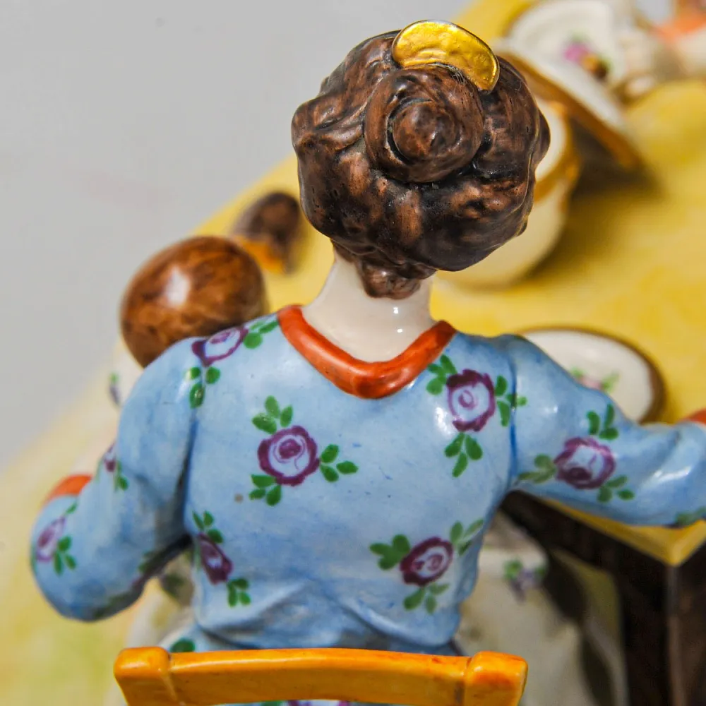 Антикарная Фарфоровая Статуэтка «Едоки каши. Завтрак», Aсkermann & Fritze начало ХХ века.