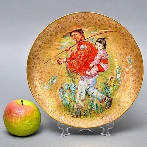 Авторская Фарфоровая Тарелка - Блюдо «Мистер Обата» Gold, Rosenthal Германия, 1974 - 1982 год. 