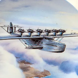 Коллекционная Тарелка «Самолёт - Дорнье Do X над побережем» Фарфор, Германия -1994 год.