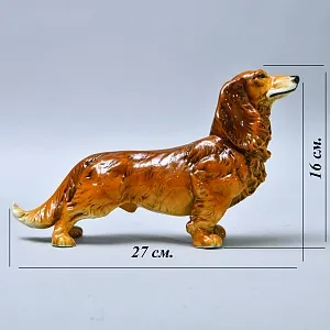 Редкость!!! Антикварная Фарфоровая статуэтка «Собака -  Длинношерстная Такса», Карл Энс / Karl Ens, Германия.