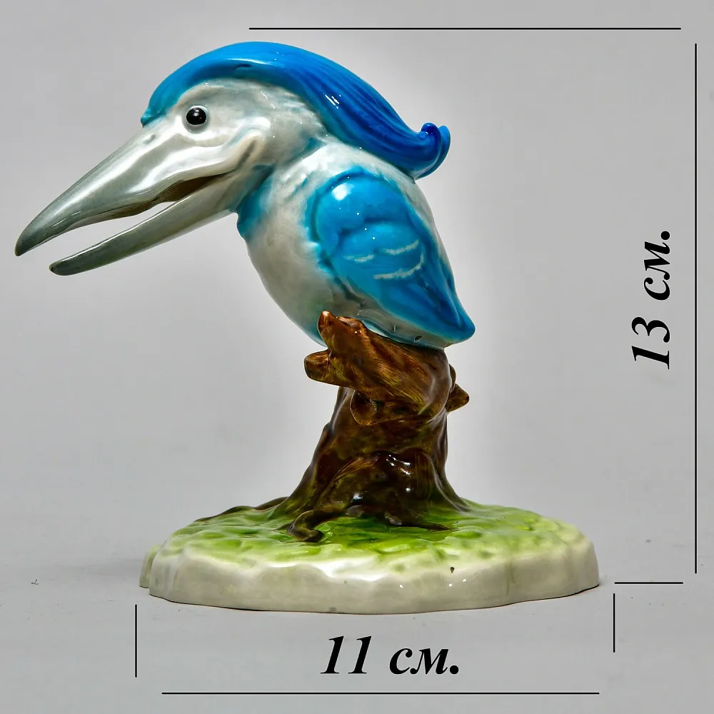 Редкая Фарфоровая статуэтка Птицы «Веселый Зимородок», Goebel Германия - 1982 год.