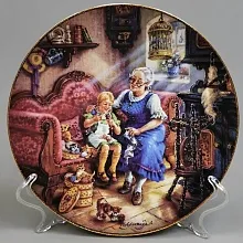 Коллекционная Тарелка «Уроки вязания» Фарфор, Weimar Porzellan Германия -1994 год.