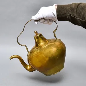 Большой Антикварный Латунный Чайник на 5 литров, Франция, начало ХХ века.