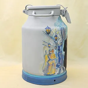 Авторская Картина на Винтажном Бидоне «Паровоз, Перрон и Любовь» - «Зонтичница» или Ёмкость - для хранения зонтов и тростей .