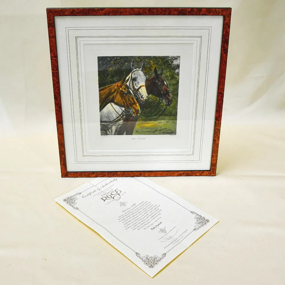 Редкость! Картина - Цветная Гравюра «Лошади - Поло». Thomas ROSS Англия.