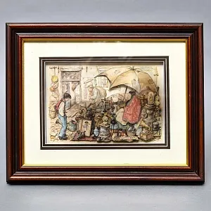 Объемная Картина - Панно в технике 3D декупаж «Лавка старьевщика», 70-е годы ХХ века.