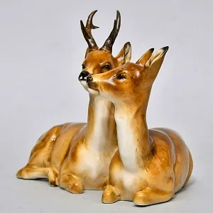 Коллекционная Фарфоровая статуэтка «Два Оленя», Hutschenreuther Германия, 1965 - 1967 годы.