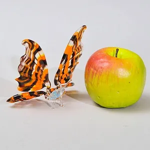 Авторская Коллекционная Стеклянная Статуэтка «Оранжевая Бабочка», Цветное стекло, Россия.