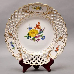 Коллекционное Фарфоровое Блюдо - Тарелка «Букет», MEISSEN / МЕЙСЕН Германия, середина ХХ века. 