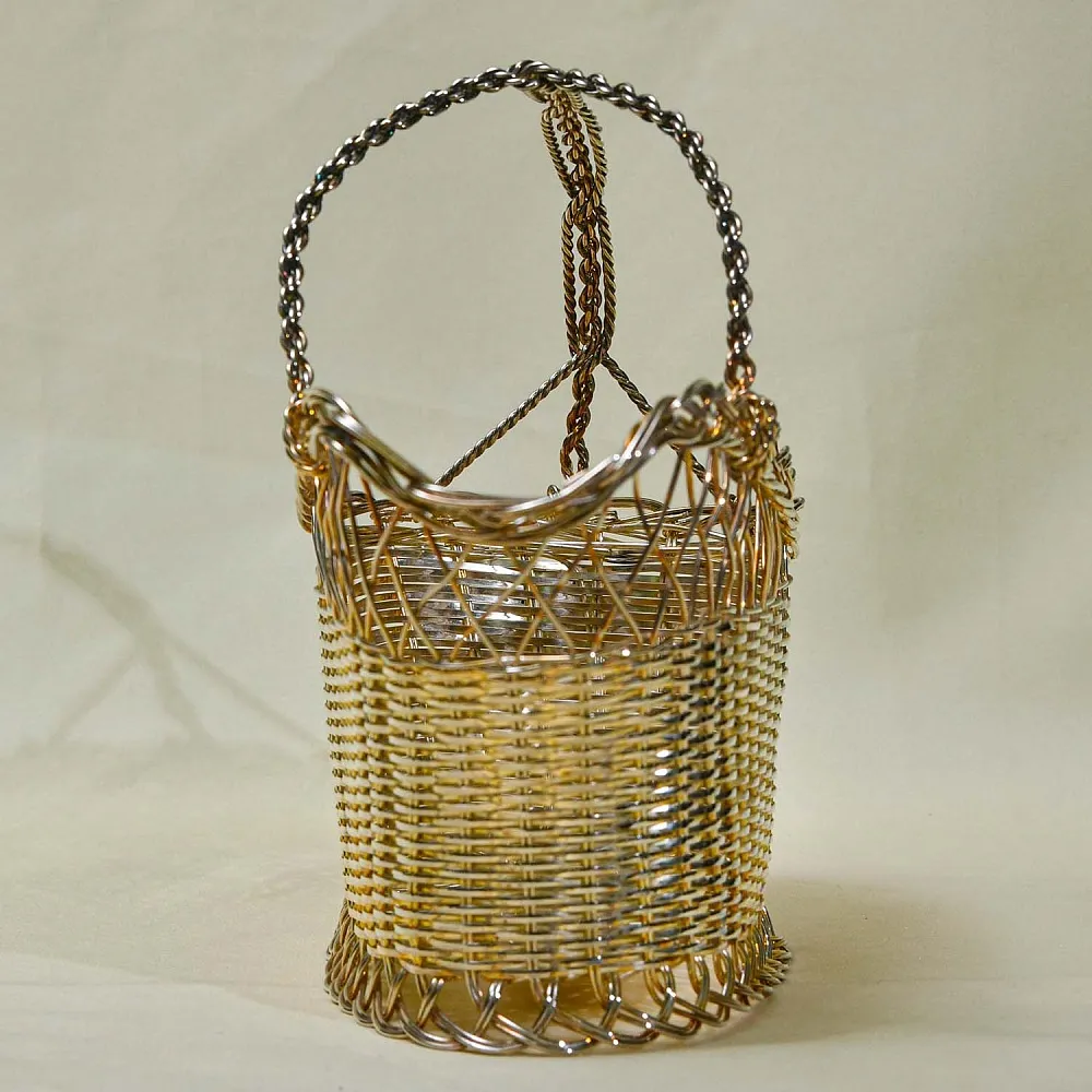 Винтажная Подставка «Корзинка» для Бутылки Вина, Silverplate, Франция, 60 -е годы ХХ века.