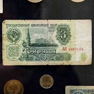 Настенное Коллекционное Панно - Картина «Советские монеты и Банкноты», СССР.