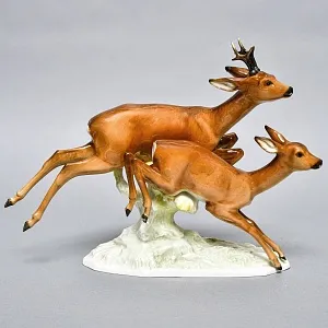 Коллекционная Фарфоровая статуэтка «Охота. Бегущие косули», Hutschenreuther Германия.