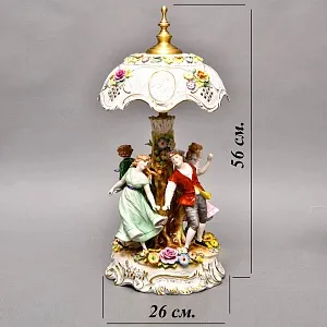 Редкость! Фарфоровая Настольная Электрическая Лампа «ХОРОВОД», Литофания, PLAUE Германия.