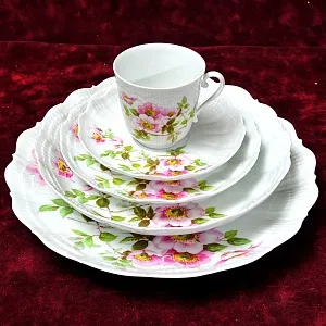 Фарфоровый Сервиз «Эгоист» - 5 предметов из серии «Шиповник», Limoges Франция -1979 год.