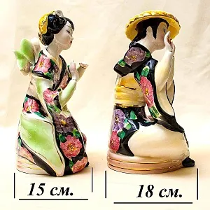 Парные Статуэтки «ДУЭТ - КИТАЙСКИЕ МУЗЫКАНТЫ», Фаянс CIA MANNA, Италия 70 гг.