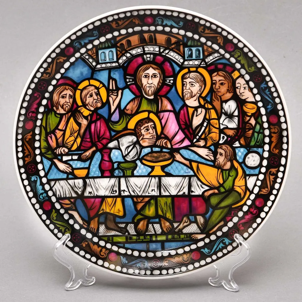 Коллекционная Тарелка «Витражи Шартрского Собора. Тайная вечерня», Фарфор Heinrich  Германия, 80-е годы.