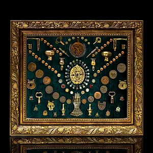 Настенное Коллекционное Панно - Картина «Старинная Мелочёвка». Россия конец XIX  начало ХХ века.