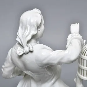 Антикварная Фарфоровая статуэтка «Птицелов с собакой», Fraureuth Германия, 1919 - 1926 годы. 