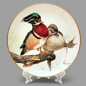 Коллекционная Фарфоровая Тарелка «Лесной Год, ИЮЛЬ. Утки», Англия - 1982 год. 