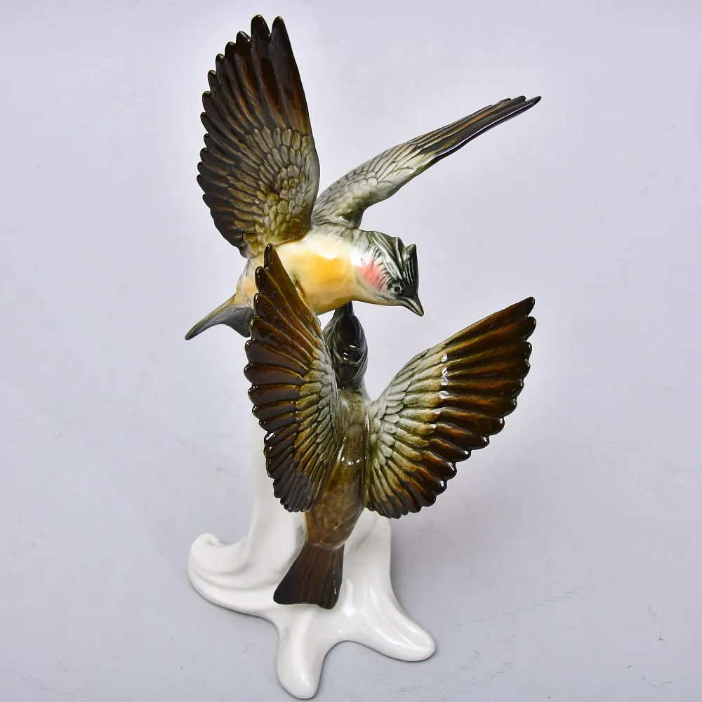 Пара Птиц - Фарфоровая Статуэтка «Хохлатые Жаворонки», Карл Энс / Karl Ens, Германия 50 гг.