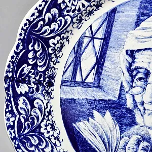 Декоративная Фарфоровая Тарелка - Блюдо «Морячка у окна. Ожидание», DELFTs - Royal Boch Бельгия.