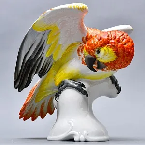 Авторская Фарфоровая статуэтка «ПОПУГАЙ Оранжево - Желтый», ROSENTHAL Германия - 1938 год. 
