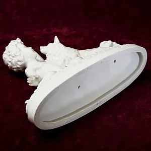 Большая Антикварная Авторская Статуэтка «Мальчик с собакой», Фарфор Villenauxe, Франция -30 гг.