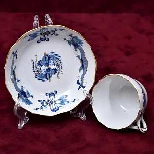 Классическая Фарфоровая Кофейная пара «Синий Дракон», MEISSEN Германия, первая половина ХХ века.