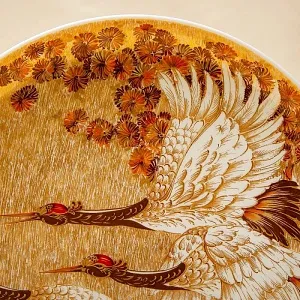 Коллекционная Авторская Тарелка - Блюдо «Журавли» Фарфор KAISER Германия D -28 см.