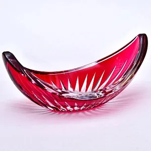 Винтажная Ваза - Конфетница - Мелочевница «Розовый Листок» Хрусталь VAL SAINT LAMBERT Бельгия.