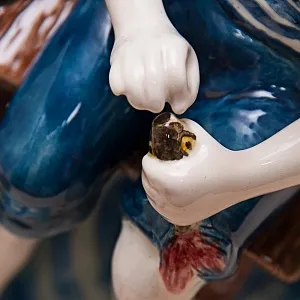 Большая Фаянсовая Статуэтка «Юный Рыбак», Конаковский Фаянс, Россия.