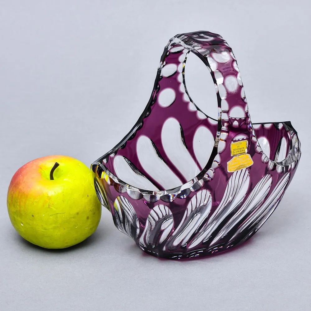 Ваза - Конфетница «Аметистовая Корзинка» Хрусталь, BEYER Германия 60-е годы ХХ века.