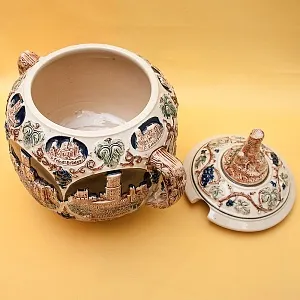 Крюшонница - Горшок для Глинтвейна «Старинные Замки» + 4-е Кружки Фаянс Германия