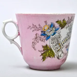 Антикварная Фарфороввая Чайная Пара «НА ПАМЯТЬ», Германия, конец XIX века.