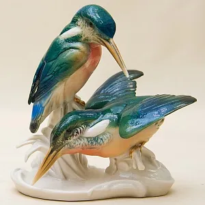 Птицы - Фарфоровая Статуэтка «Пара Зимородков», Карл Энс/ Karl Ens Германия 50гг.