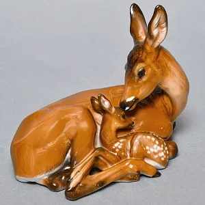 Коллекционная Фарфоровая статуэтка «Олениха и олененок », ROSENTHAL Германия, середина ХХ века. 