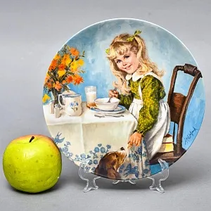 Коллекционная Фарфоровая Тарелка «День девочки Бекки. Завтрак», RECO США - 1986 год. 